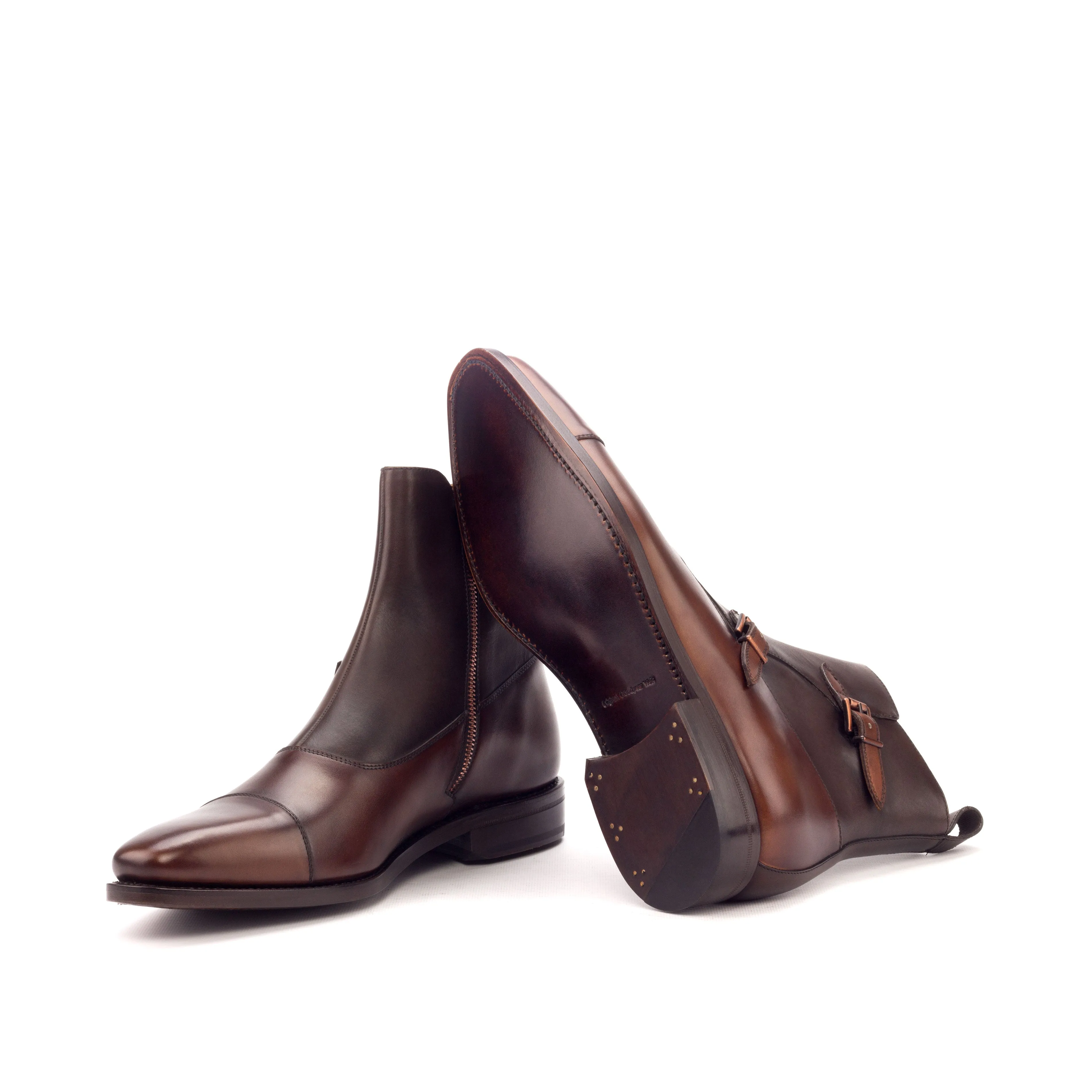 - OCTAVIAN -  Unique Handcrafted Med Brown Painted Calf   Dark Brown Painted Calf by Le Ruux