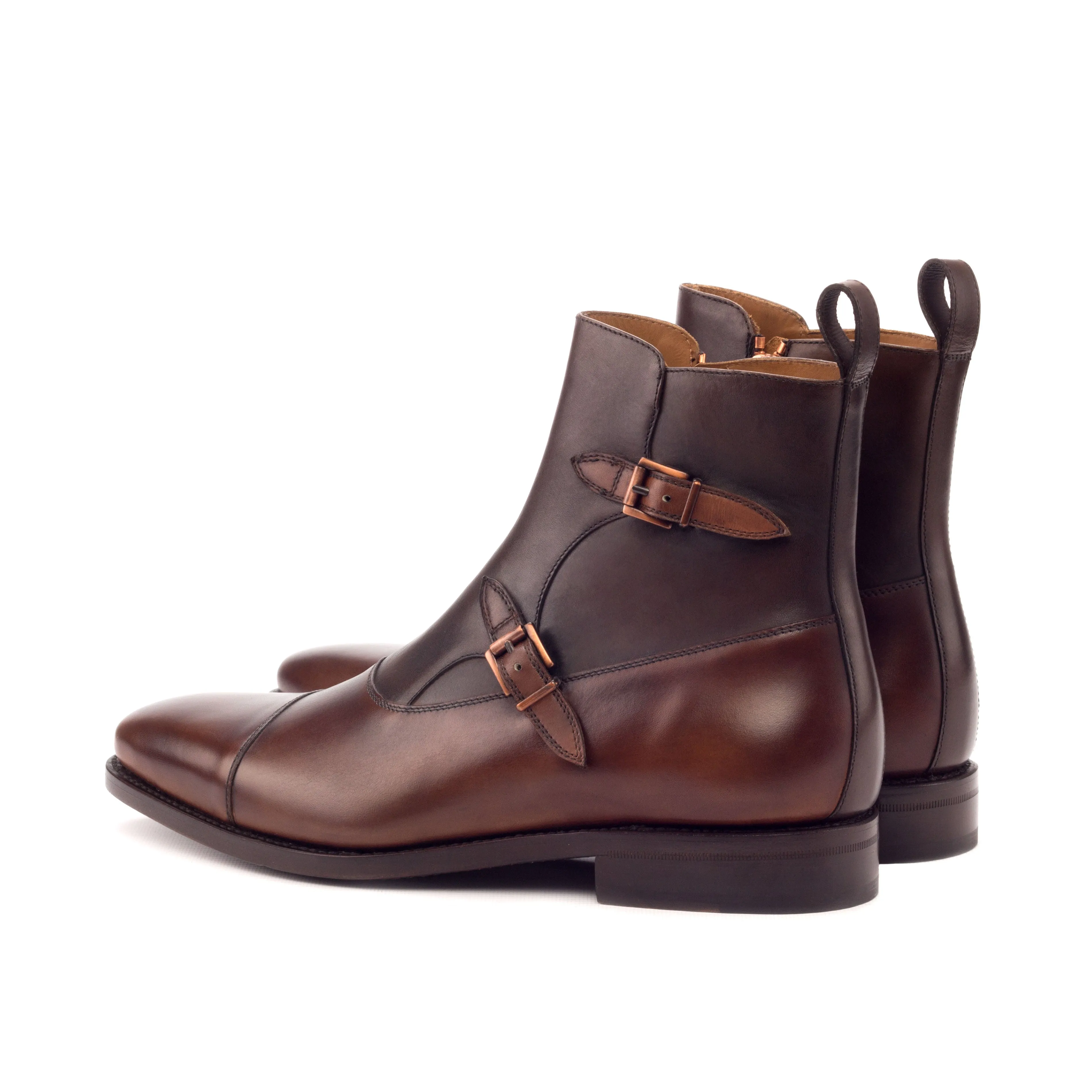 - OCTAVIAN -  Unique Handcrafted Med Brown Painted Calf   Dark Brown Painted Calf by Le Ruux