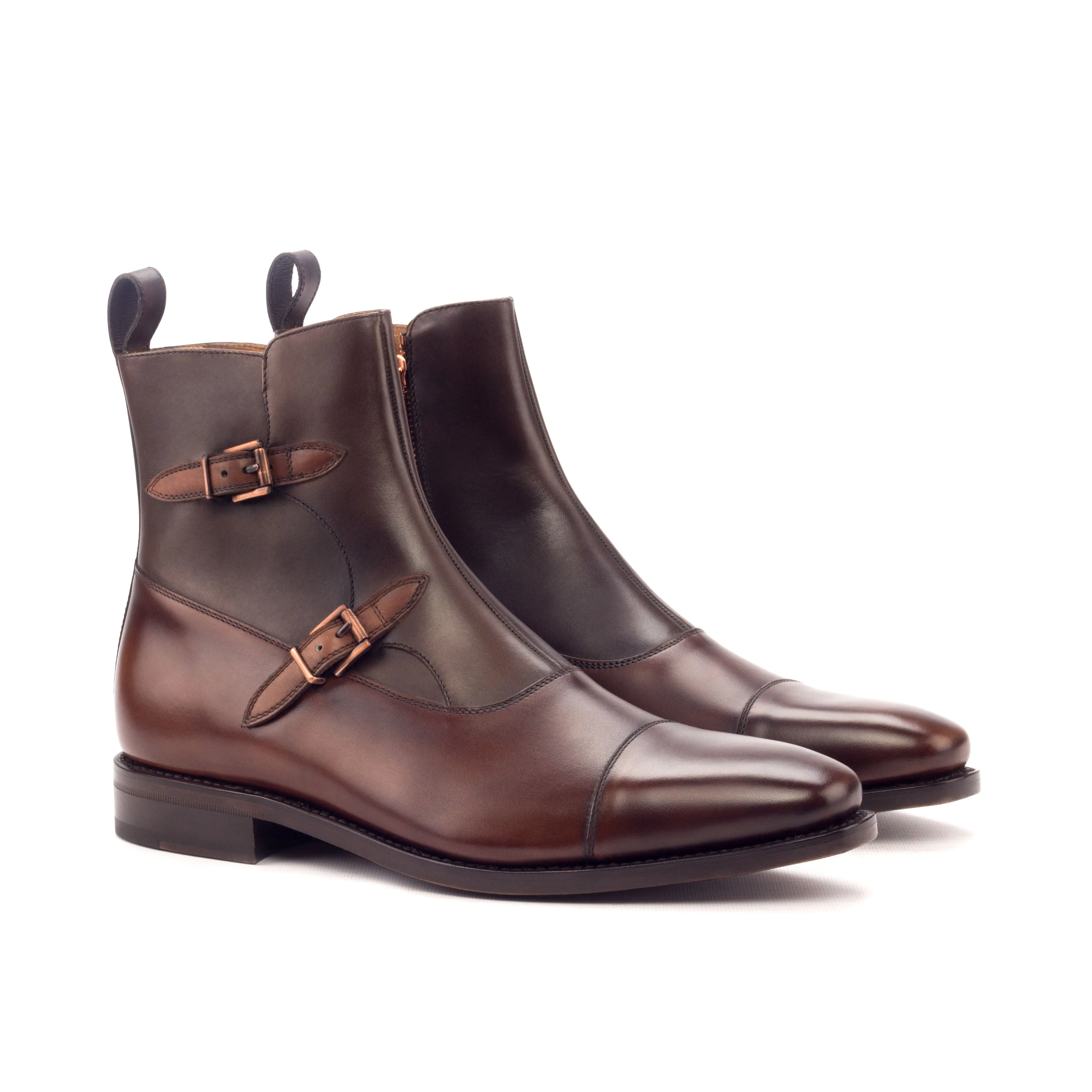 - OCTAVIAN -  Unique Handcrafted Med Brown Painted Calf   Dark Brown Painted Calf by Le Ruux