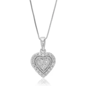 1/10 cttw Lab Grown Diamond Pendant Necklace .925 Sterling Silver 1/3 Inch With 18 Inch Chain