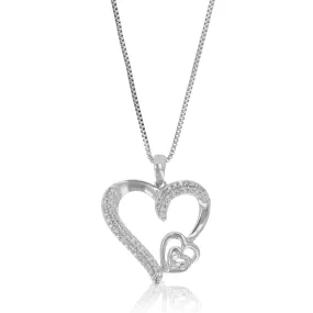 1/10 cttw Lab Grown Round Diamond Pendant Necklace For Women .925 Sterling Silver 3/4 Inch With 18 Inch Chain