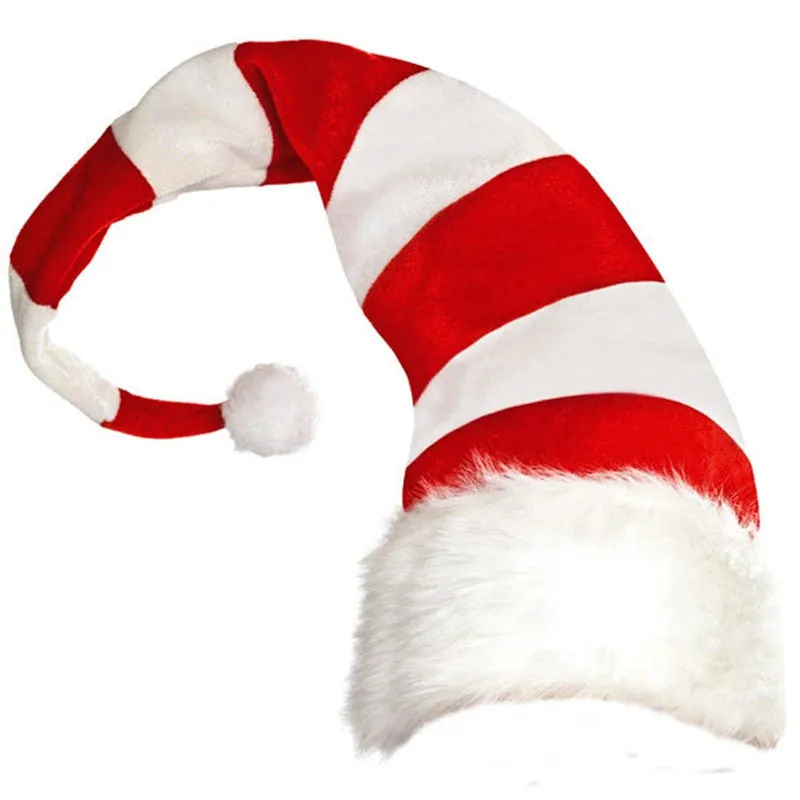 1PC Funny Party Hats Christmas Hats Long Striped Felt Plush Elf Hat Holiday Theme Hats Christmas Party Accessory