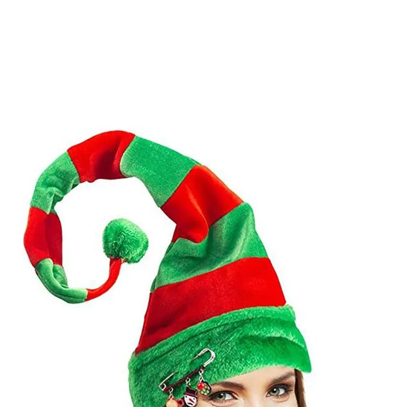 1PC Funny Party Hats Christmas Hats Long Striped Felt Plush Elf Hat Holiday Theme Hats Christmas Party Accessory