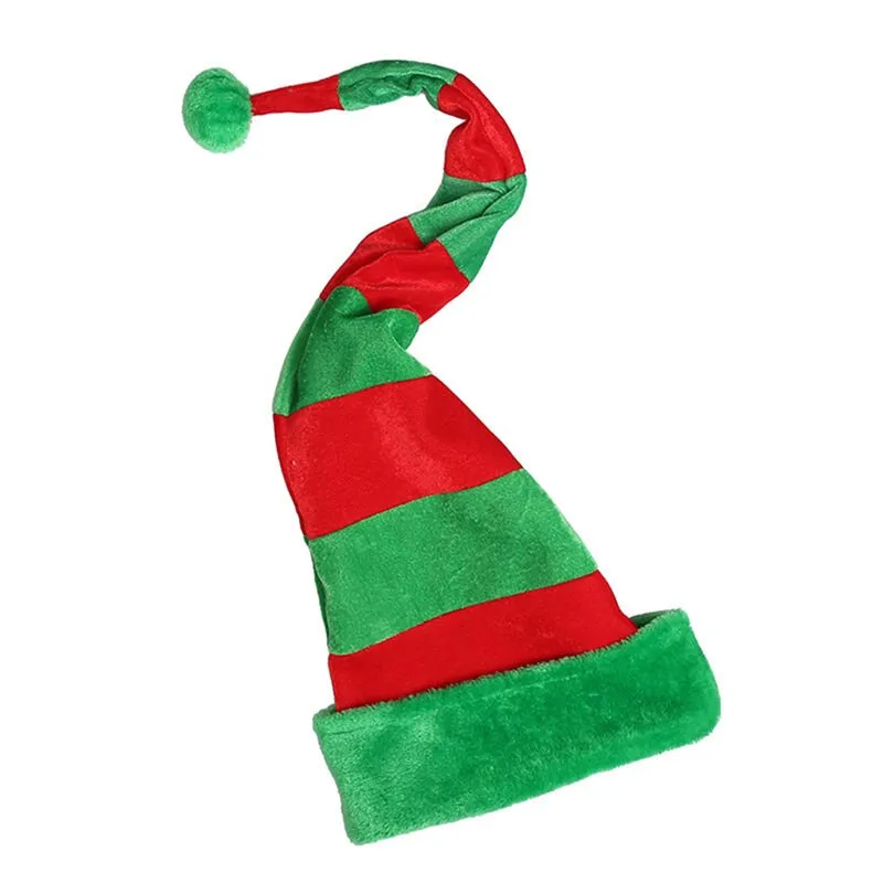 1PC Funny Party Hats Christmas Hats Long Striped Felt Plush Elf Hat Holiday Theme Hats Christmas Party Accessory