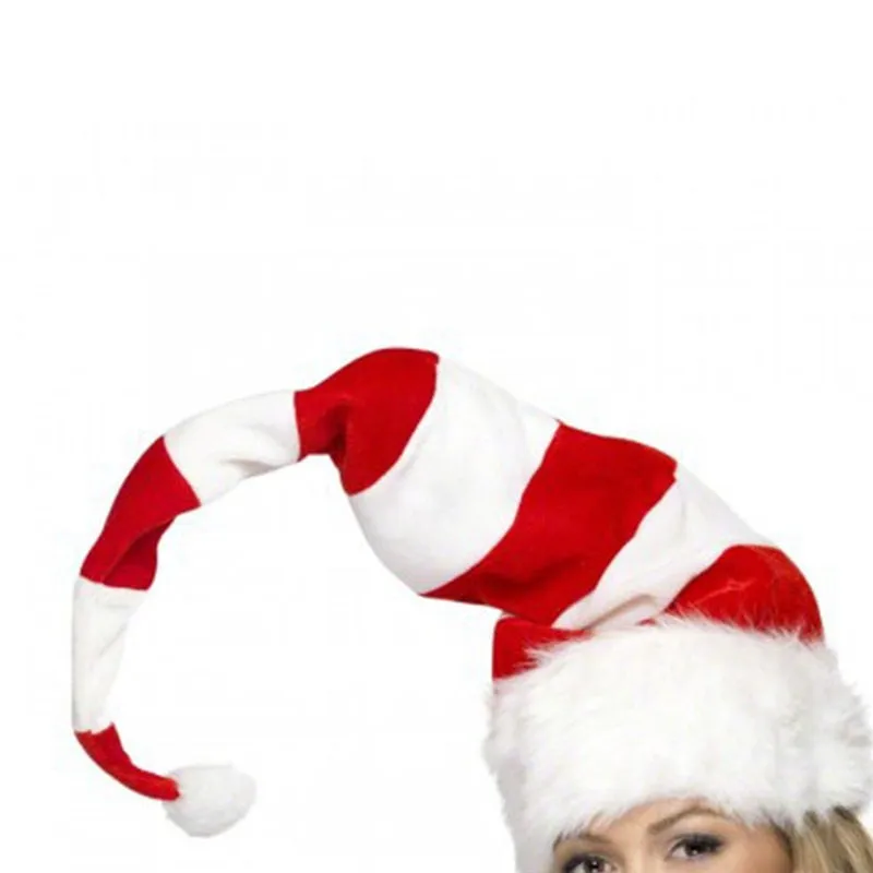 1PC Funny Party Hats Christmas Hats Long Striped Felt Plush Elf Hat Holiday Theme Hats Christmas Party Accessory