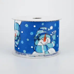 2.5" Snowman Polka Dot Ribbon: Blue (10 Yards)