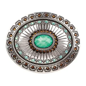 37975 Blazin Roxx Oval Trible Stamp Ladies Western Belt Buckle With Rhinestones