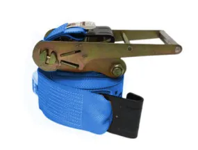 4" Blue Diamond Weave Ratchet Straps with Flat Hook