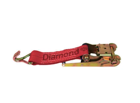 4" Red Diamond Weave Ratchet Straps with Wire Hook