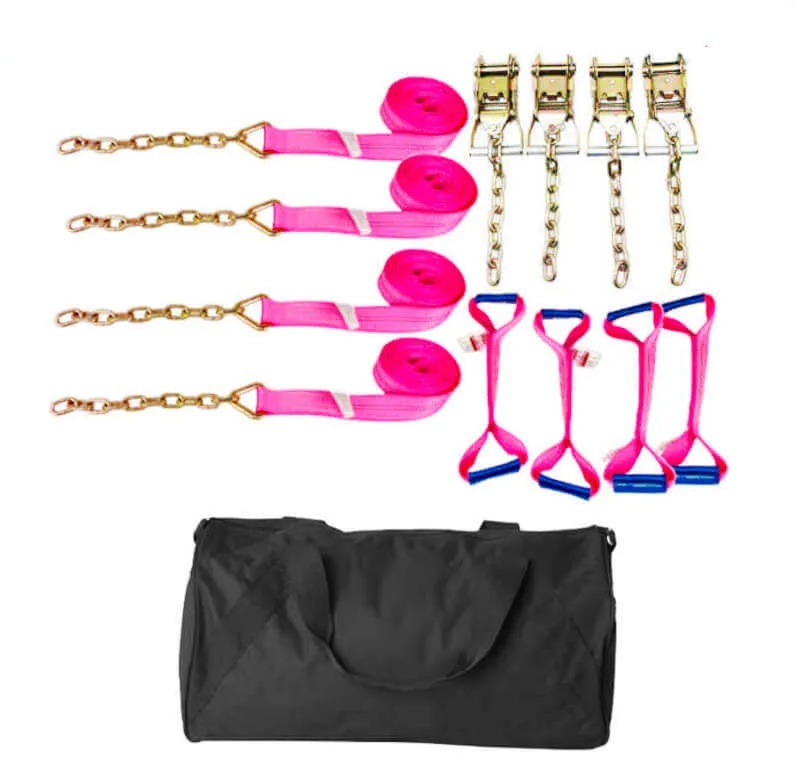 8-Point Tie Down Kit Diamond Weave PINK