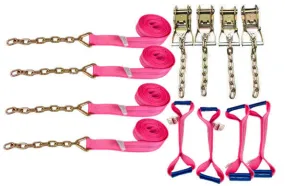 8-Point Tie Down Kit Diamond Weave PINK