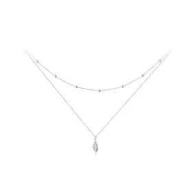 925 Sterling Silver Conch Layered Pendant Necklace Multilayer Stylish Choker Necklace for Women Ocean Series Jewelry