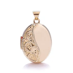 9ct Rose Gold Pattern Oval Locket