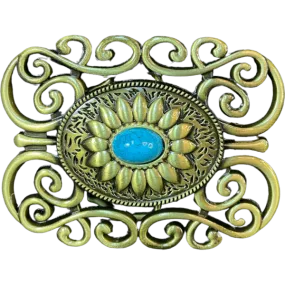 A8252 - Antique Brass Turquoise Stone Belt Buckle