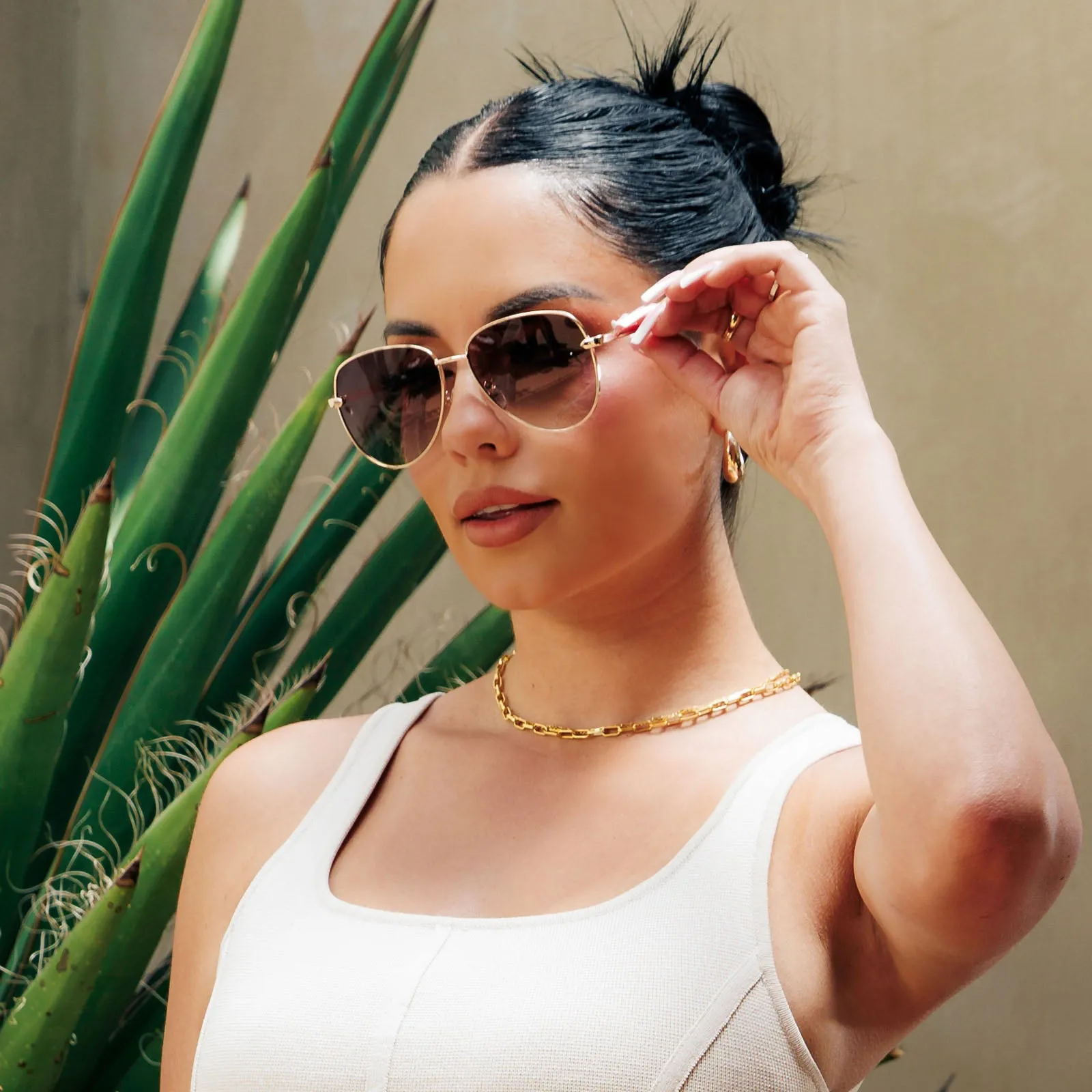 after party - gold   brown gradient polarized sunglasses