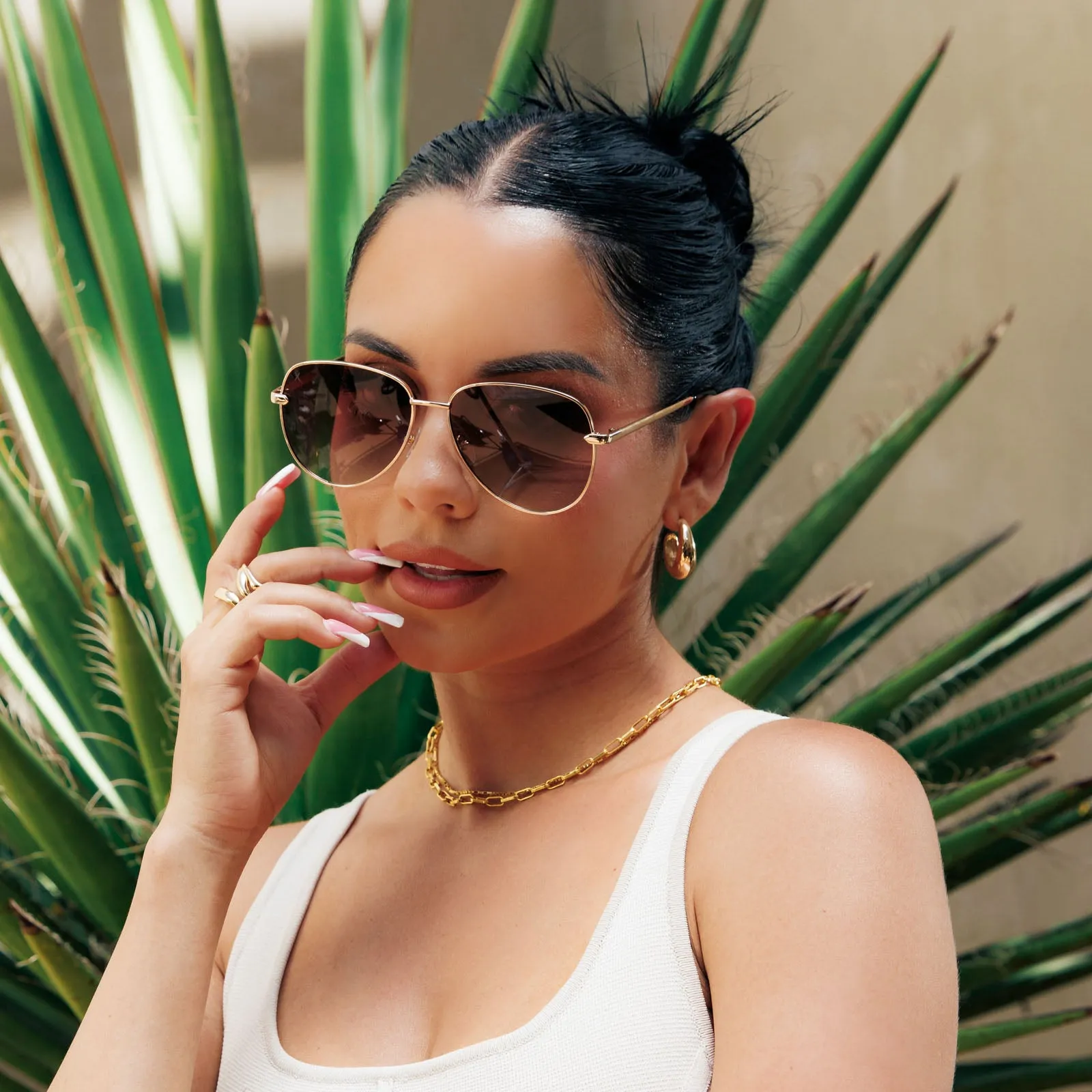 after party - gold   brown gradient polarized sunglasses