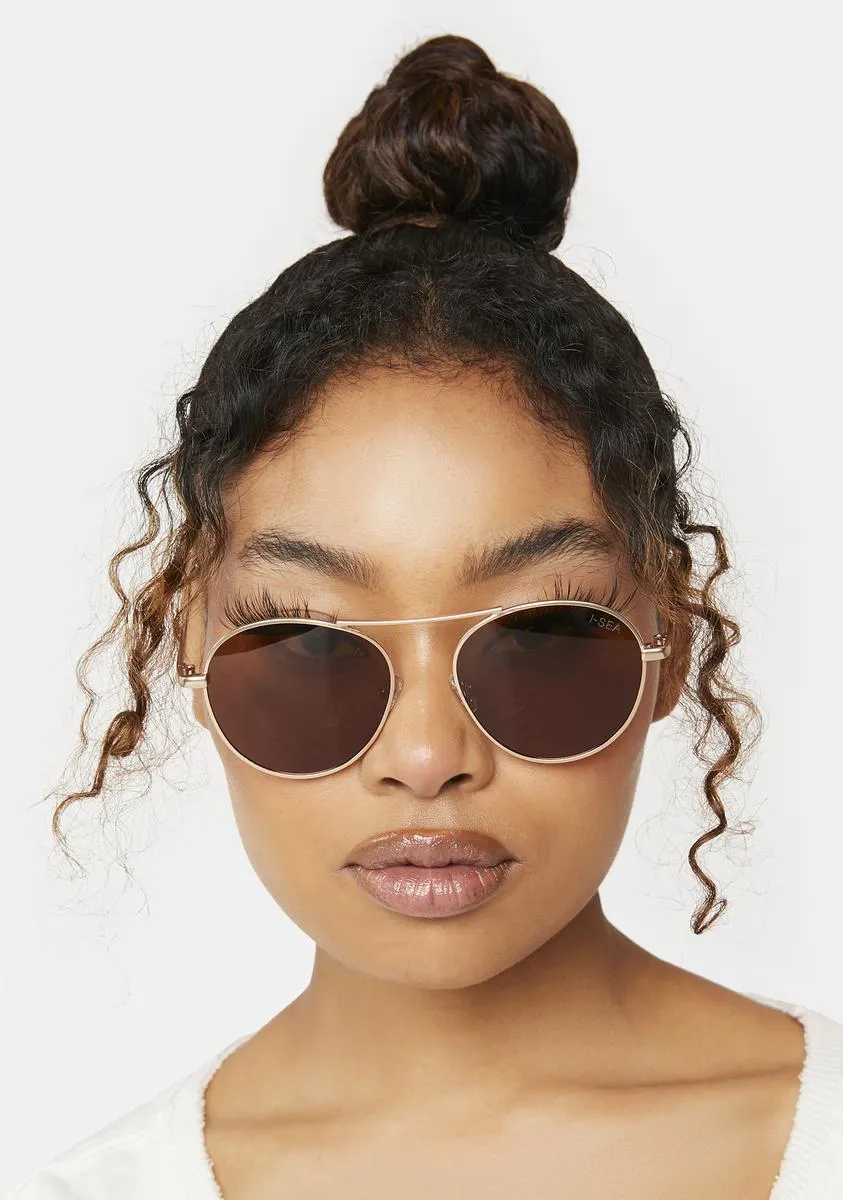 Ahoy Gold Brown Aviator Sunglasses