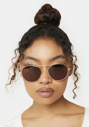 Ahoy Gold Brown Aviator Sunglasses