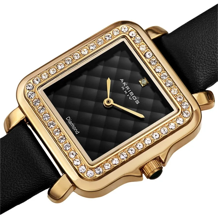 Akribos Xxiv Quartz Diamond Black Dial Ladies Watch AK1106BK