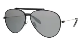 Alexander McQueen AM0057S 001  Silver  Aviator Sunglasses