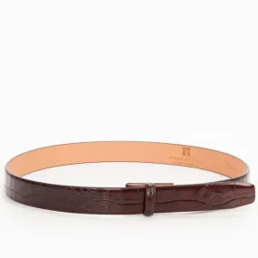Alligator Embossed Leather | 1 3/16 Inch Belt Strap | Brown | Trafalgar
