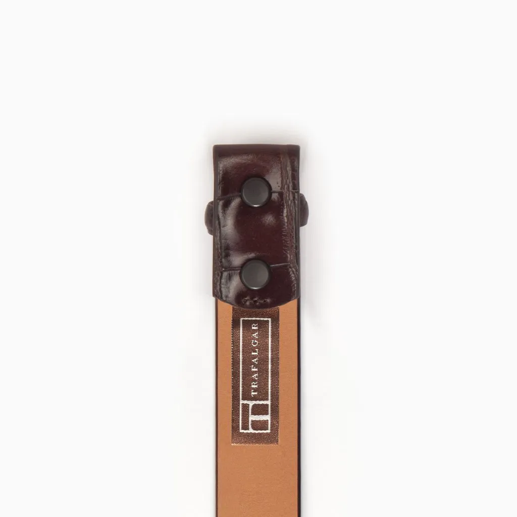Alligator Embossed Leather | 1 3/16 Inch Belt Strap | Brown | Trafalgar