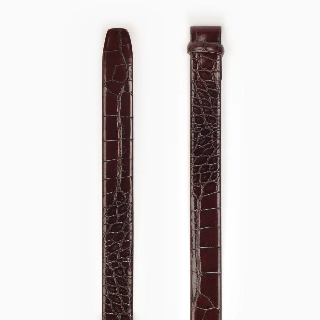 Alligator Embossed Leather | 1 3/16 Inch Belt Strap | Brown | Trafalgar