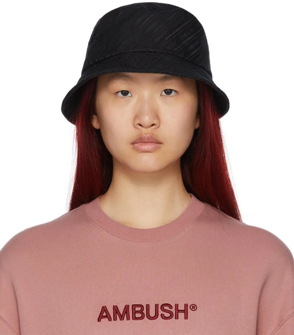 AMBUSH Black Canvas Logo Bucket Hat