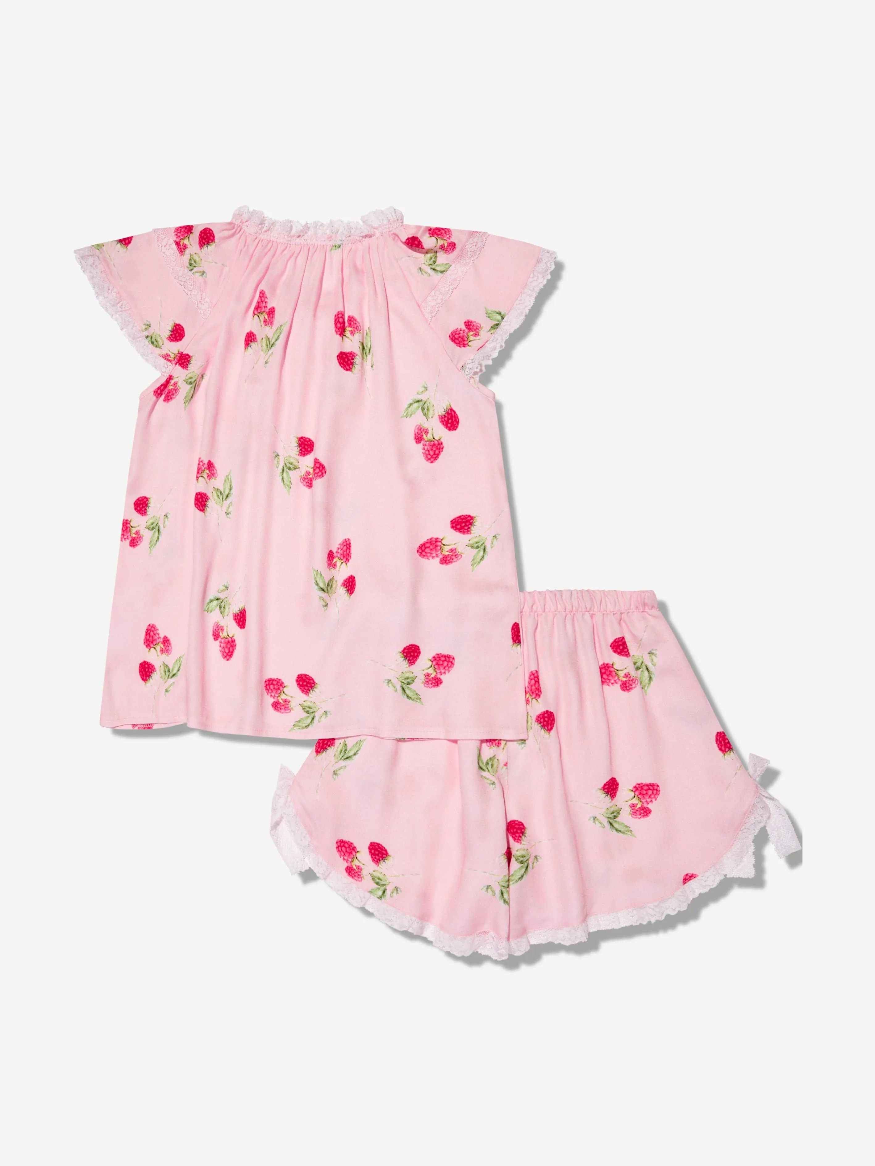 Amiki Children Girls Eliana Raspberry Print Short Pyjama Set in Pink