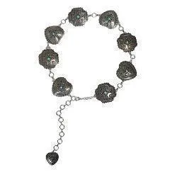 Angel Ranch Heart & Square Conchos Silver Chain Belt