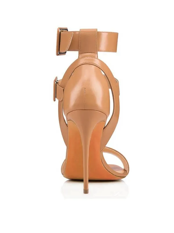 Ankle Strap Buckles Leather Sandal