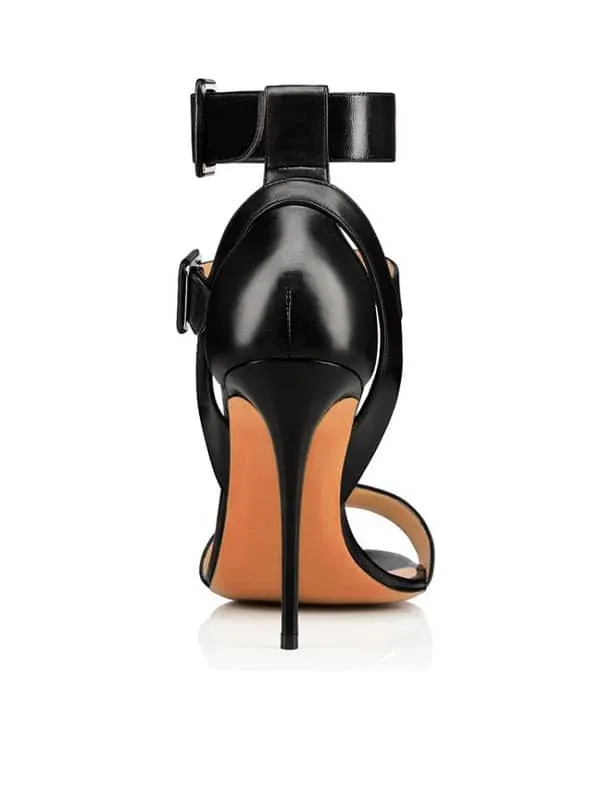 Ankle Strap Buckles Leather Sandal