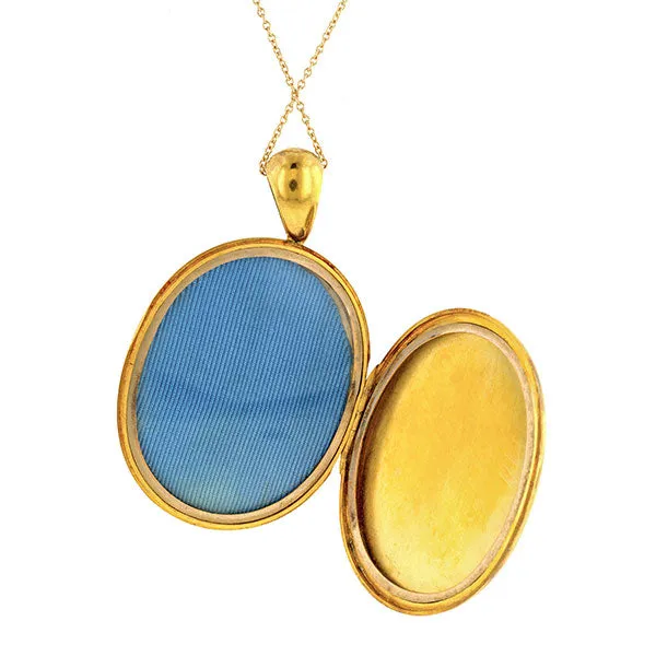 Antique Pearl & Diamond Enamel Locket