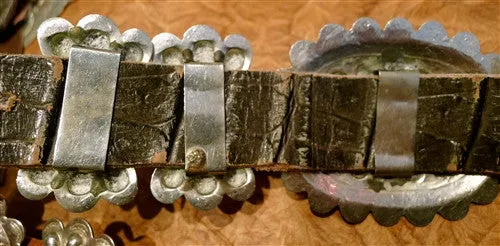Antique Sterling Silver and Turquoise Concha Belt