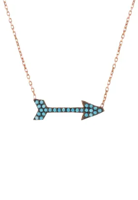 Arrow Necklace Blue Turquoise Gemstone Rosegold