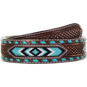 B1042 - Brown Vintage Beaded Belt