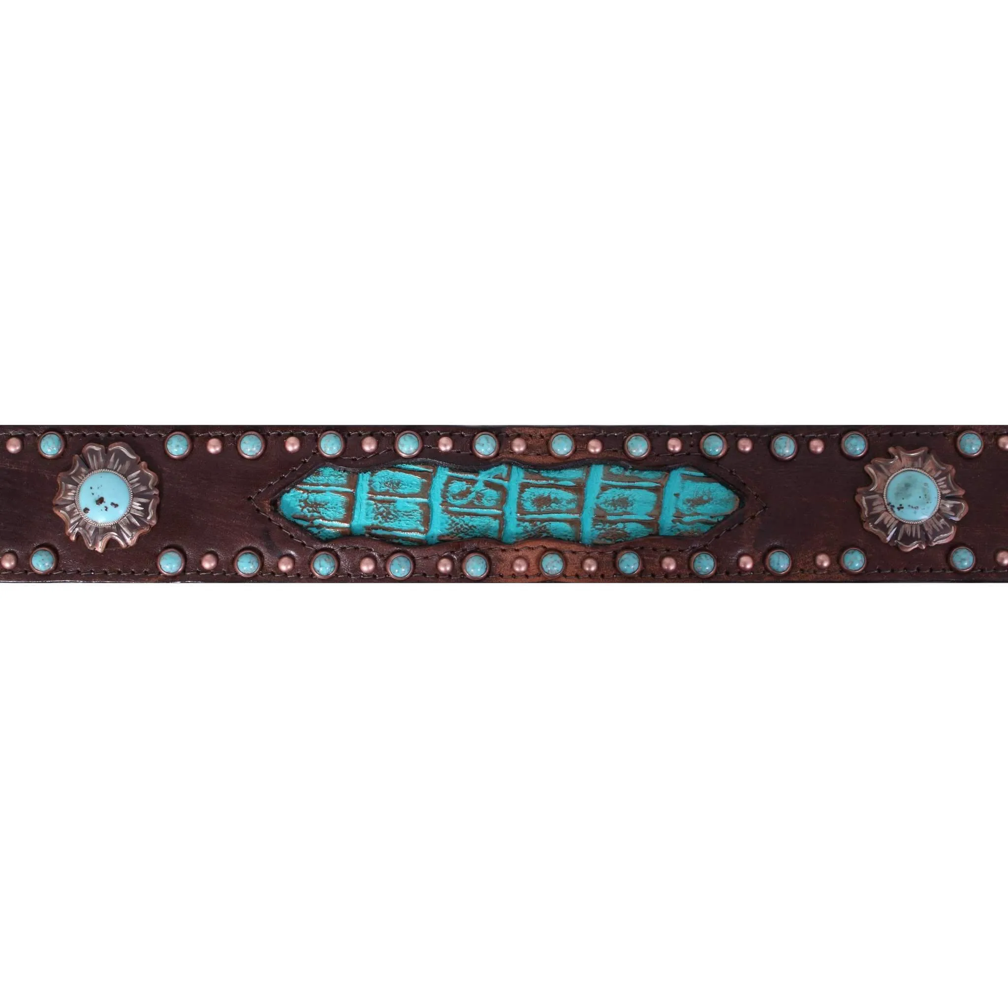 B851 - Brown Vintage Gator Inlay Belt
