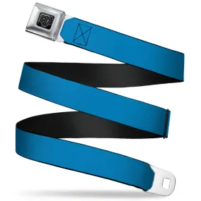 BD Wings Logo CLOSE-UP Full Color Black Silver Seatbelt Belt - Turquoise Webbing