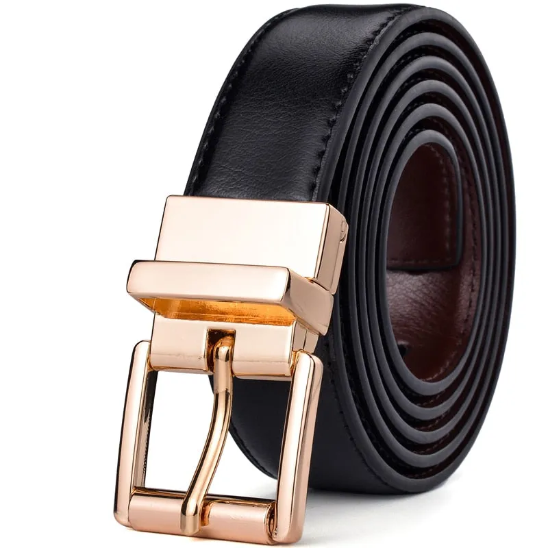 BELTOX Design Collection Men's Fashion 100% Genuine Leather Brown & Gold Tone Belts