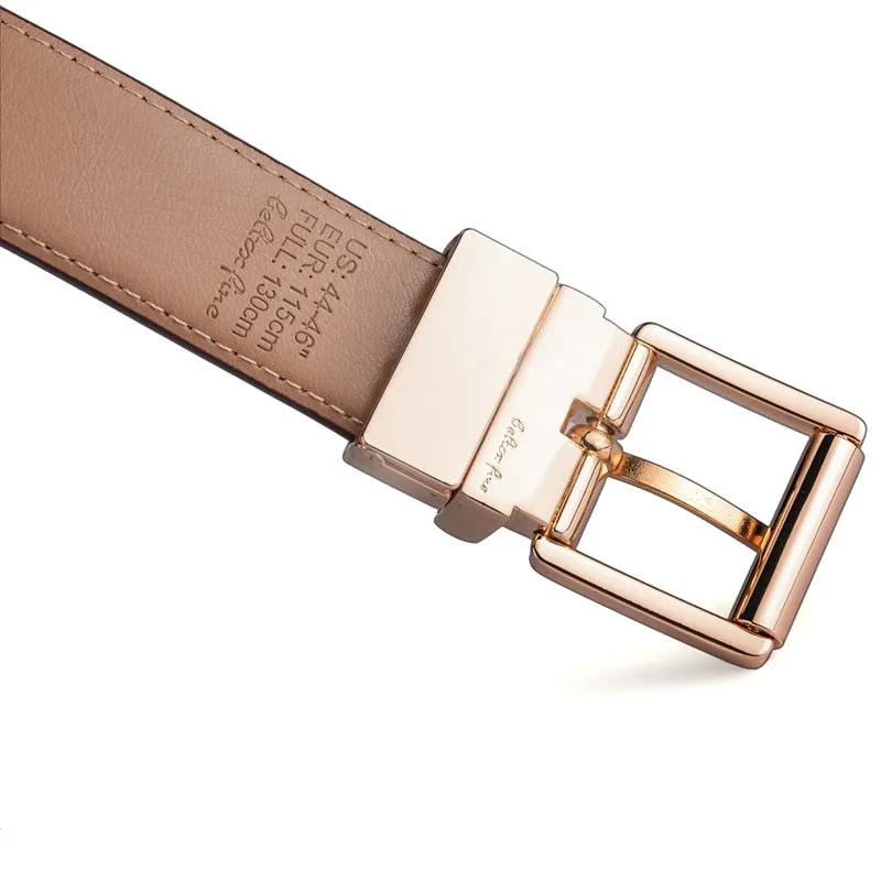 BELTOX Design Collection Men's Fashion 100% Genuine Leather Brown & Gold Tone Belts