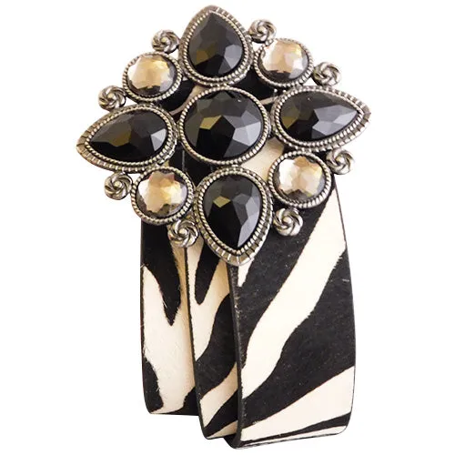 Black Faceted and Frosted Quartz Gun Metal Gray Belt Buckle