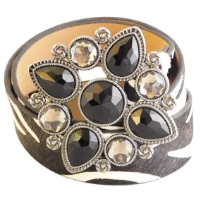 Black Faceted and Frosted Quartz Gun Metal Gray Belt Buckle