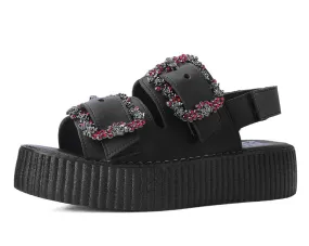 Black TUKskin™ 2-Buckle Diamond Sandal