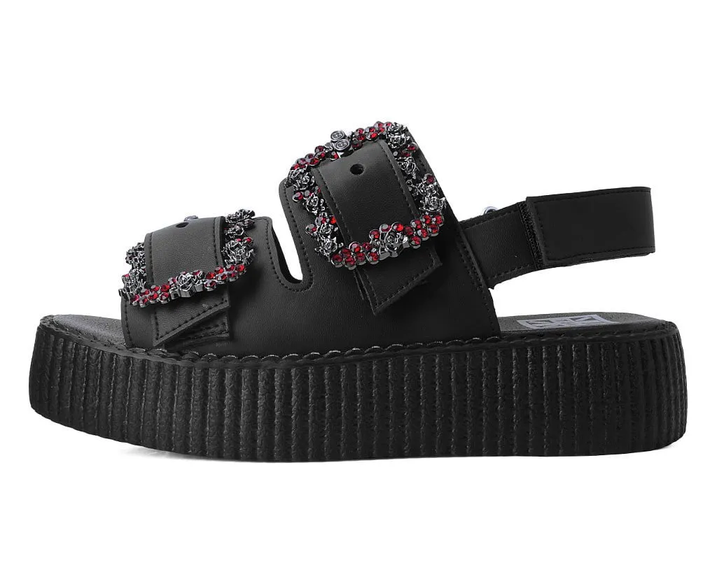 Black TUKskin™ 2-Buckle Diamond Sandal