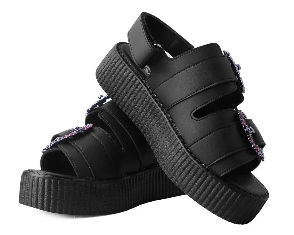 Black TUKskin™ 2-Buckle Diamond Sandal