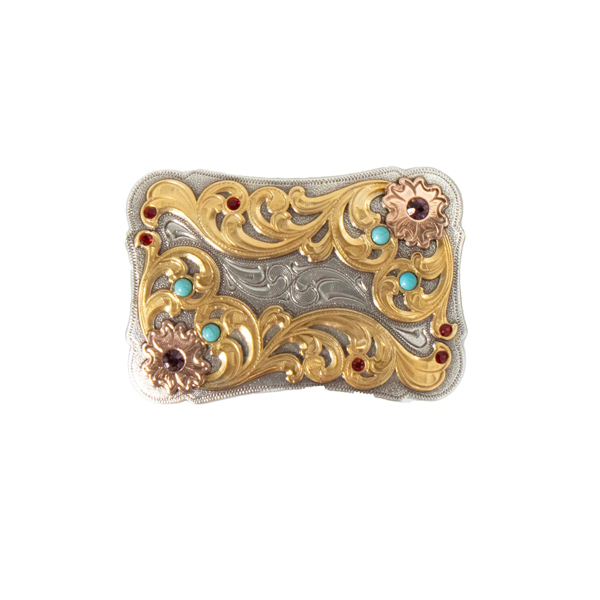 BLAZIN ROXX RECTANGLE BUCKLE STONE ACCENTS MULTICOLOR BUCKLE