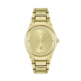 Boss 36mm Steer Yellow Gold Plated Quartz Watch