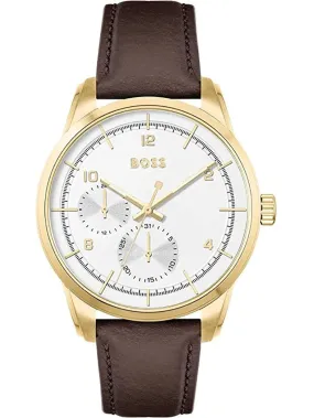 BOSS 42mm Yellow Gold Plated Sophio Quartz Watch