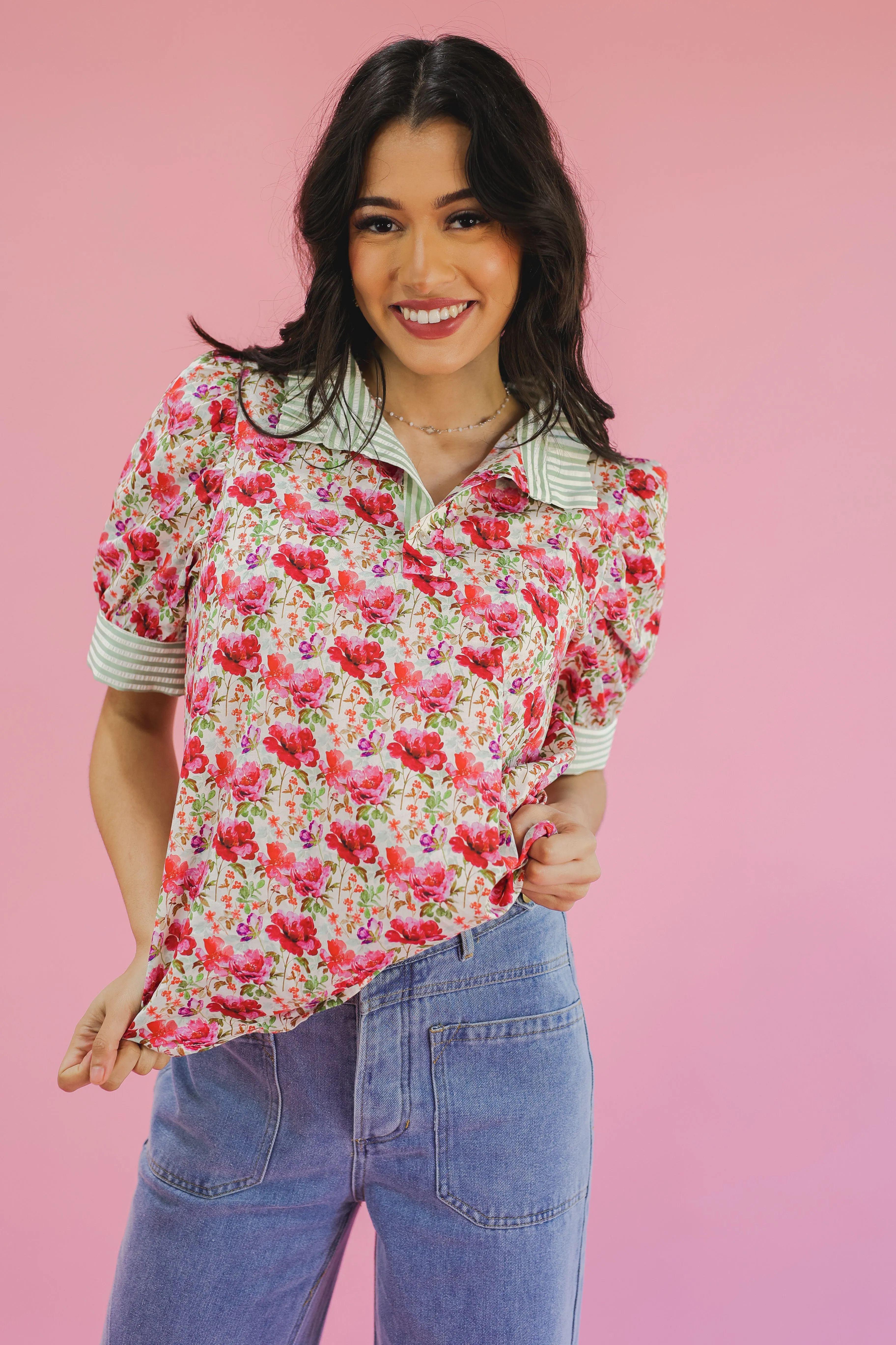 Botanic Bliss Top - Raspberry