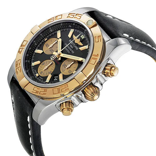 Breitling Chronomat 44 Black Dial Black Leather Automatic Men's Watch CB011012-B968BKLT CB011012-B968-435X-A20BA.1